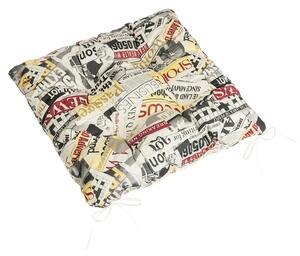 Bellatex Sedák Adéla prošívaný 40x40 cm prošívaný Noviny červená, černá, bílá