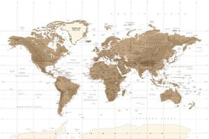 Obraz na korku nádherná vintage mapa světa s bílým pozadím