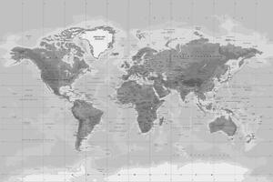 Obraz na korku nádherná černobílá mapa světa