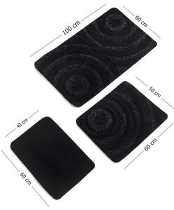 Černé koupelnové předložky v sadě 3 ks 100x60 cm Wave – Foutastic