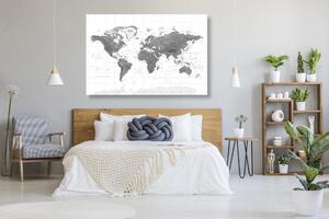 Obraz nádherná mapa světa v černobílém provedení