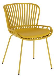 Hořčicově žlutá zahradní židle s ocelovou konstrukcí Kave Home Surpik