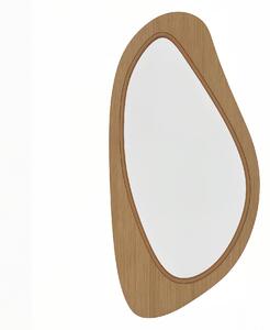 HOMCOM asymetrické nástěnné zrcadlo 91,5 x 45 cm – rám z borovicové dýhy, dekorativní závěsné zrcadlo do ložnice a obývacího pokoje, přírodní | Aosom