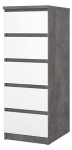 Komoda Simplicity 40 x 50 x 111,5 cm, šedá / bílý lesk