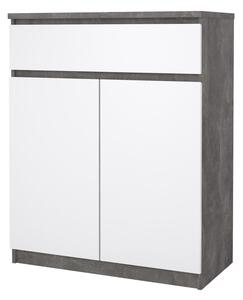 Komoda Simplicity 80 x 40 x 100,5 cm, šedá / bílý lesk
