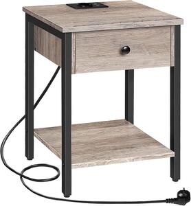 Noční stolek Vasagle Ferira 40 cm s nabíjecí stanicí černý/šedý