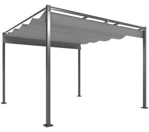 Outsunny vysouvací pergola 3 × 3 m — 180 g/m² UV-odolná plachta, magnetické zajištění, práškově lakovaný ocelový rám | Aosom