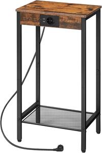 Odkládací stolek Vasagle Gravira 38 cm s nabíjecí stanicí černý/hnědý
