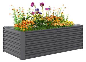 Outsunny pozinkovaný ocelový vyvýšený záhon 180 x 90 x 57,5 cm — hluboký květináč s výztužnými tyčemi a otevřeným dnem, odolný proti povětrnostním vli