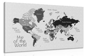 Obraz stylová černobílá mapa
