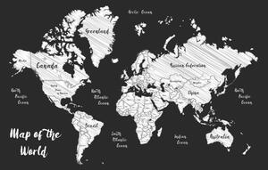Obraz na korku černobílá jedinečná mapa světa