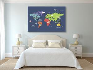Obraz na korku mapa světa s dominantami