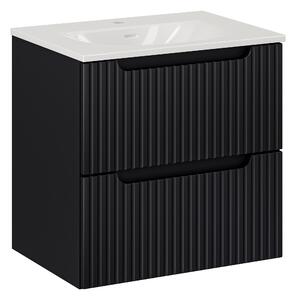 Comad Koupelnová skříňka s keramickým umyvadlem Nova Black 60 cm - černá mat