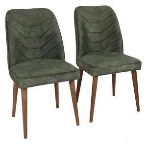 Kalune Design Sada 2 ks jídelních židlí Dallas 558 V2 ořech/zelená