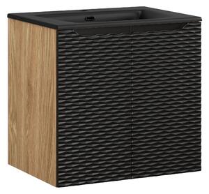Comad Koupelnová skříňka s keramickým umyvadlem Ocean Black 60 cm - černá mat