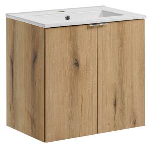 Comad Koupelnová skříňka s keramickým umyvadlem Nova Oak II 60 cm - dub coast evoke