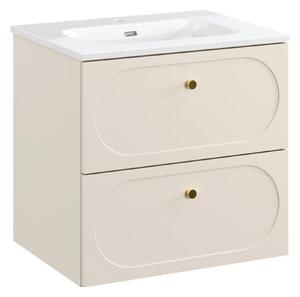 Comad Koupelnová skříňka s keramickým umyvadlem Donna Sand 60 cm - béžový písek