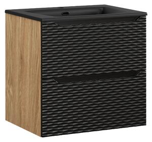 Comad Koupelnová skříňka s keramickým umyvadlem Ocean Black II 60 cm - černá mat