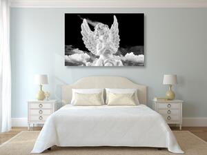 Obraz černobílý pečlivý andílek na nebi Varianta: 60x40