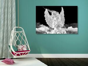 Obraz černobílý pečlivý andílek na nebi Varianta: 60x40