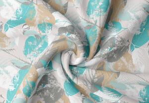 Orbytex Satin matný - listy tyrkys, š.150cm - AKCE