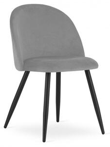 Set dvou jídelních židlí BELLO sametové světle šedé (černé nohy) 2ks