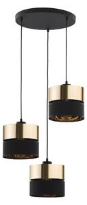 TK Lighting 4349 - Lustr HILTON GOLD 3xE27, černá/zlatá/textil