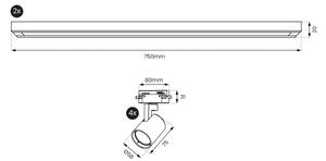 Brilagi - Bodové svítidlo v lištovém systému HUSKY 4xGU10/10W/230V černá/zlatá