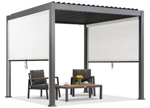 Lagos 3x3 volně stojící terasová pergola s roletami na dvou stranách Garden Point antracitová a bílá