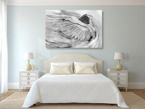 Obraz svobodný anděl v černobílém provedení