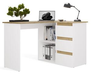 TP Living Rohový psací stůl Nicea pravý dub artisan/bílý