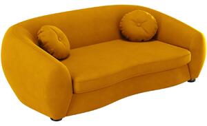 Žlutá sametová třímístná pohovka Windsor & Co Elara 216 cm