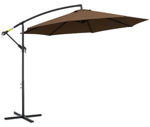 Outsunny Náklonový Slunečník Ø300 cm s UV ochranou, Kolečkový Mechanismus, Zahradní Slunečník s Podstavcem pro Balkon a Terasu | Aosom
