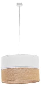 TK Lighting 6573 - Textilní lustr Linobianco 3xE27, Ø500, bílá/přírodní