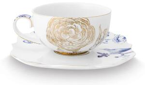 Pip Studio Royal White cappuccino šálek s podšálkem 210ml, bílý