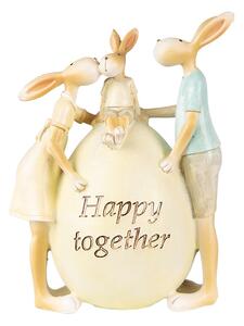 Velikonoční dekorace králíčci u vajíčka Happy together - 13*9*17 cm