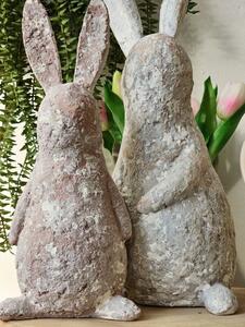 Béžová antik dekorace socha králík - 15*12*31 cm