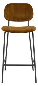 Sametová barová židle v hořčicové barvě 92 cm Emma – Light & Living