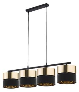 TK Lighting 4342 - Lustr HILTON GOLD 4xE27, 940mm, černá/zlatá/textil