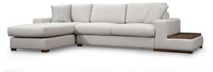 Hanah Home Rohová sedací souprava Loop 312 cm s odkládacím stolkem béžová levá