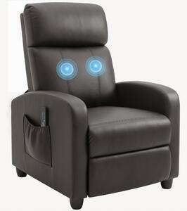 Televizní křeslo HOMCOM s funkcí polohování, relaxaní křeslo s masání funkcí, hndé