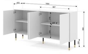 BIM Komoda Woody 4D, 180 cm, bílý mat
