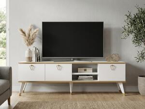 TV stolek CAROL 160 cm, bílá/zlatá