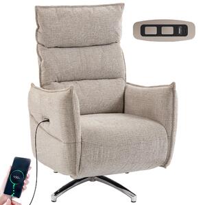 HOMCOM Otoné elektrické relaxaní křeslo s nabíjecími porty, béové