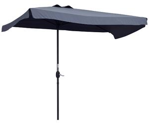 Outsunny Obdélníkový Slunečník 230x130x249 cm Sklopný Slunečník s UV Ochrannou pro Balkon, Terasu, Zahradu Tmavě Šedý | Aosom