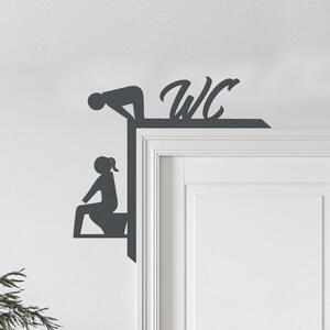 Dřevěná cedulka na roh dvěří - WC | Rozměry (cm): 20x18 | Zvolte barvu dekoru: Antracitová