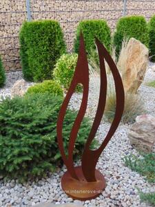 Kovová zahradní socha Plameny 85 cm rezavá