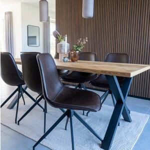 Nordic Living Tmavě hnědá koženková otočná jídelní židle Mono