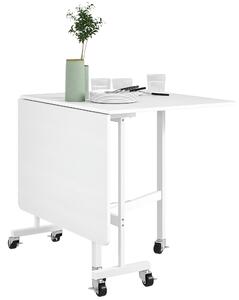 Skládací jídelní stůl HOMCOM pro 4-6 osob - Skládací kuchyňský stůl s kolečky a skládacími křídly 120x80x73 cm Bílý | Aosom