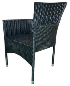 Autronic Zahradní židle, kov, polyratan, černá, AZC-S2117 BK
